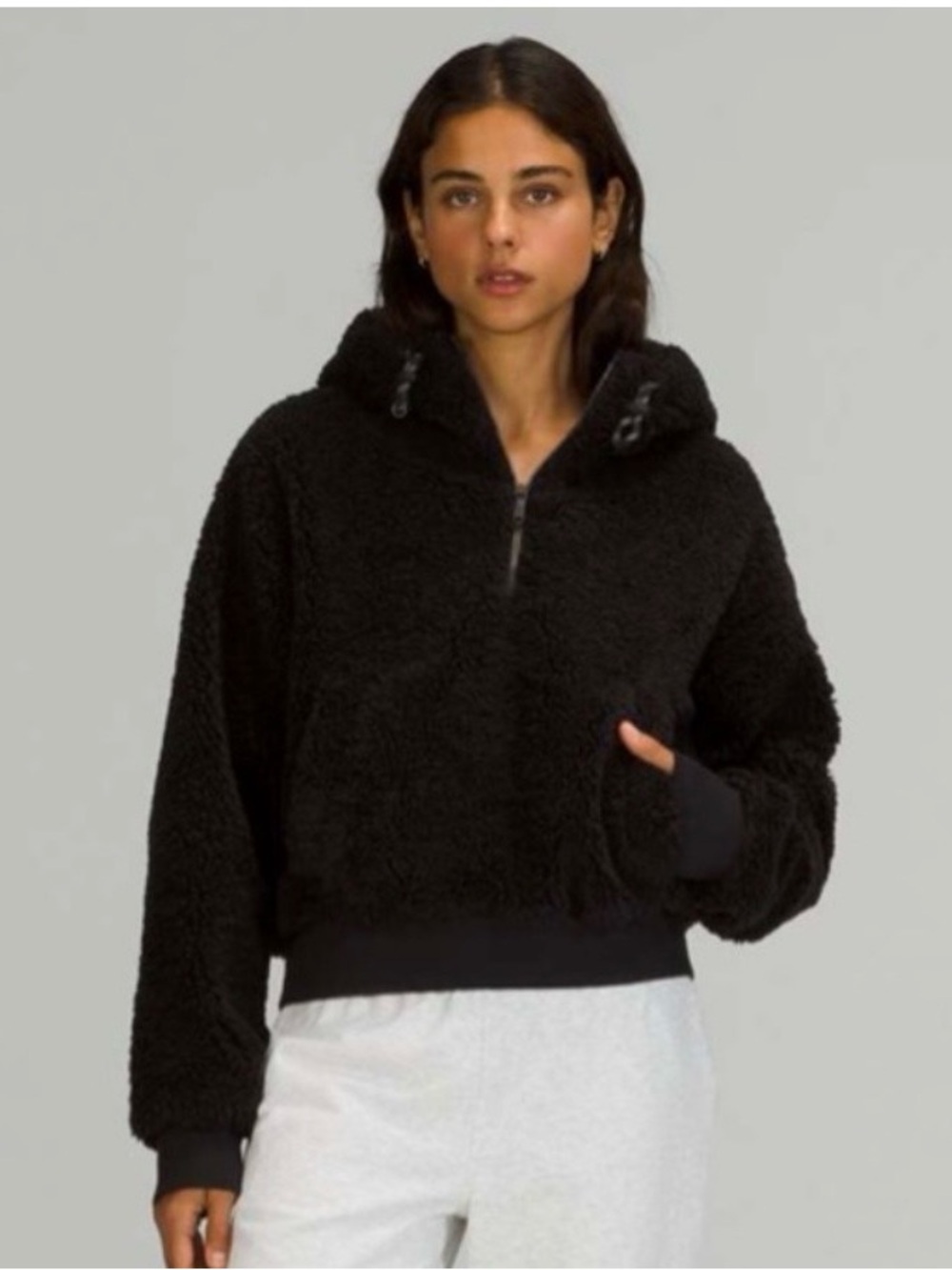 lululemon athletica Black Sherpa Half-Zip Hoodie Jacket
